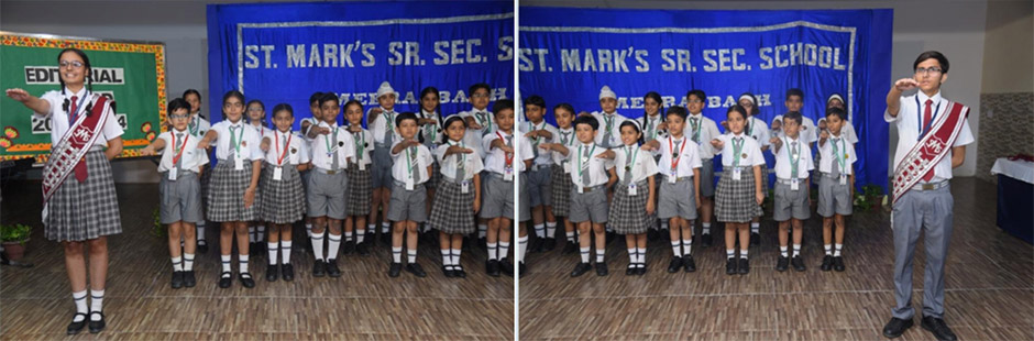 St. Mark’s Meera Bagh - Investiture Ceremony: Junior Student Council 2023 takes the official Oath : Click to Enlarge St. Mark’s Meera Bagh - Investiture Ceremony: Junior Student Council 2023 takes the official Oath : Click to Enlarge