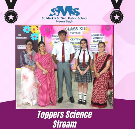 St. Mark's Sr. Sec. School, Meera Bagh - Class XII Toppers of the Science stream : Click to Enlarge