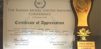 St. Mark's School, Meera Bagh - We Shine at Ramjas Model United Nations : Click to Enlarge