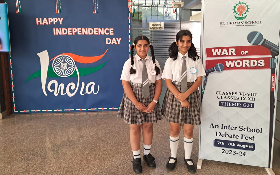St. Mark's Sr. Sec. Public School School, Meera Bagh - Our students participated in the Interschool Debate Competition on 7 August 2023, organised by St. Thomas Public School, Dwarka, Delhi : Click to Enlarge