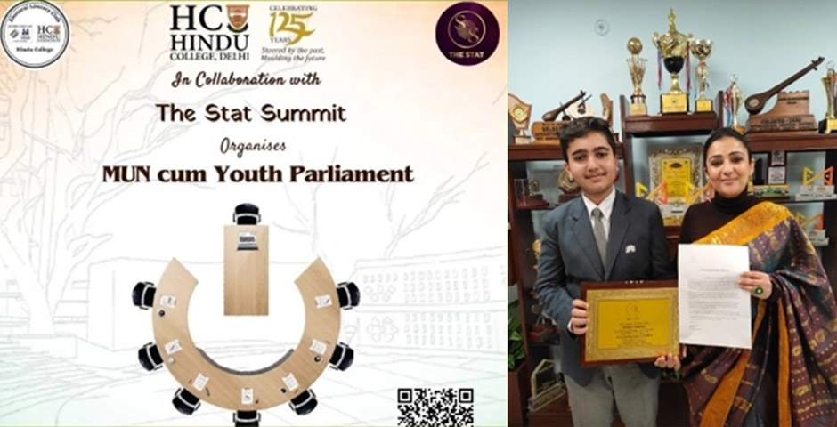 St. Mark's Sr. Sec. Public School School, Meera Bagh - Our young MUNer Kriday Sharma, IX-D receives praise as the Vice Chair in Stat MUN hosted by Hindu College on 25 and 26 November 2023. : Click to Enlarge