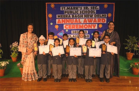 St. Mark's Sr. Sec. Public School School, Meera Bagh - Young students of primary classes were recognized for their remarkable performances in different categories : Click to Enlarge