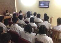 SMS Sr., Meera Bagh - Ten students of Classes VIII, IX and X participated in a video conference with students from Adma International School, Lebanon : Click to Enlarge