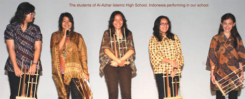 The students of Al-Azhar Islamic High School, Indonesia performing in our school - Click to Enlarge
