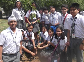 SMS Sr., Meera Bagh - Tree Plantation at Siri Fort on 5 July 2013 by Eco Club Members : Click to Enlarge
