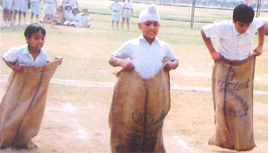 A Sack Race in progress