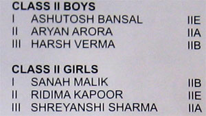Sports day Results - 2009 : Class II - Adjustable 300m Skating Race