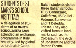 St. Mark's School, Meera Bagh, Delhi - Media Coverage