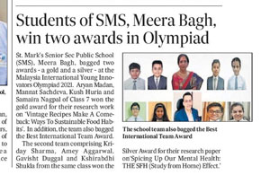 St. Mark's School, Meera Bagh, Delhi - Media Coverage