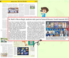 St. Mark's School, Meera Bagh, Delhi - Our student participation in the Natural Disaster Youth Summit held virtually recently got featured in the student edition of the Hindustan Times St. Mark's School, Meera Bagh, Delhi - Media Coverage - Our student participation in the Natural Disaster Youth Summit held virtually recently got featured in the student edition of the Hindustan Times