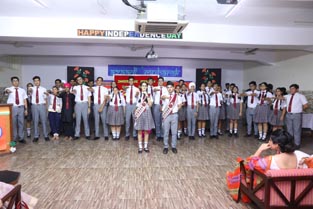 St. Mark's School, Meera Bagh - The new student council takes oath : Click to Enlarge