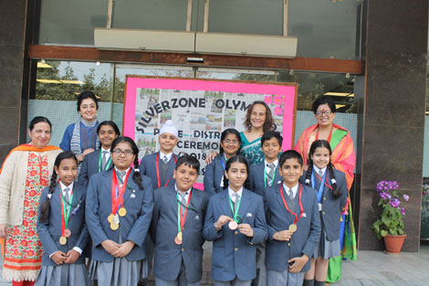 St. Mark's School, Meera Bagh - Winners of Silverzone Olympiad felicitated : Click to Enlarge