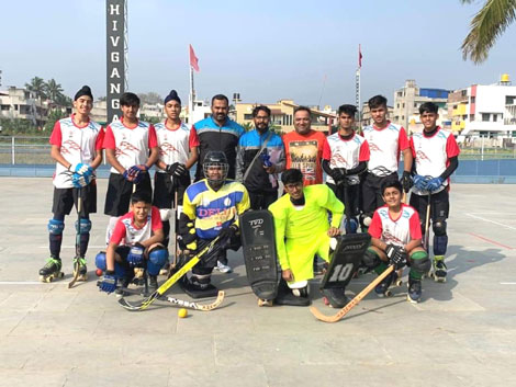 St. Mark's School, Meera Bagh - Nimit Goel and Rishabh Gupta win the Silver Medal at the 65th School National Games Roller Hockey 2019 : Click to Enlarge