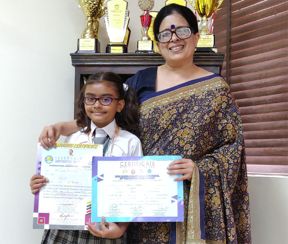 St. Mark's School, Meera Bagh - Tvisha Rajora, III-G, wins the Silver Medal in 20-25 weight category at the 30th North and East India Invitational I.T.F. Taekwon-do Championship 2019 : Click to Enlarge