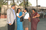 Director, Mrs. Anjali Aggarwal presenting the Badge to the School Head Girl &lsquo;Mahima&rsquo;