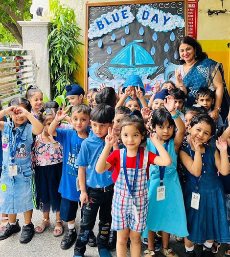 St. Marks Sr. Sec. Public School, Janakpuri - Class Nursery observed Blue Day by engaging in different games and play-way activities : Click to Enlarge