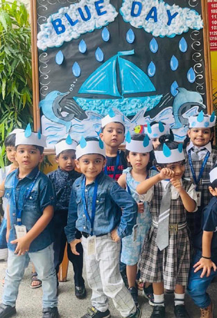 St. Marks Sr. Sec. Public School, Janakpuri - Class Nursery observed Blue Day by engaging in different games and play-way activities : Click to Enlarge