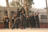 Students performing stunts