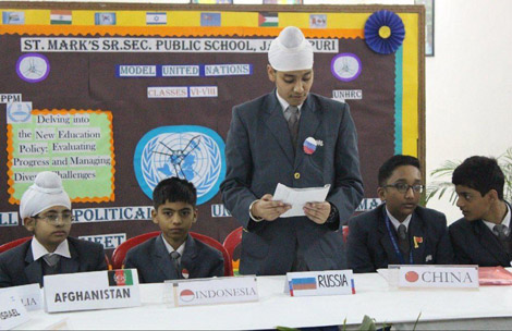 St.Marks Sr Sec Public School Janak Puri: The Model United Nations (MUN) was held for the students of Classes VI-VIII : Click to Enlarge