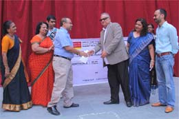 SMS, Janakpuri - The school contributed a cheque of Rs. 2,69,184/- for the S.O.S. Society : Click to Enlarge