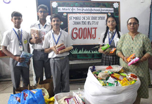 St. Marks Sr. Sec. Public School, Janakpuri - The students and teachers of St. Mark's Sr. Sec. Public School, Janakpuri, contributed in shouldering our social responsibility, for a NGO Goonj : Click to Enlarge