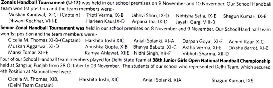 St. Mark's School, Janakpuri - Handball Tournaments St. Mark's School, Janakpuri - Handball Tournaments