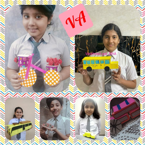 St. Mark's School, Janak Puri - Students of primary wing virtually celebrated World Transport Day : Click to Enlarge