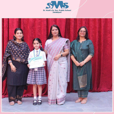 St. Marks Sr. Sec. Public School, Janakpuri - Vanya Sharma of class V-D participated in an Inter School event 'Marine Denizens' and secured the Second Position : Click to Enlarge
