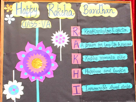 St. Marks Sr. Sec. Public School, Janakpuri - Students of Classes Nursery to V enthusiastically celebrated the festival of Raksha Bandhan : Click to Enlarge