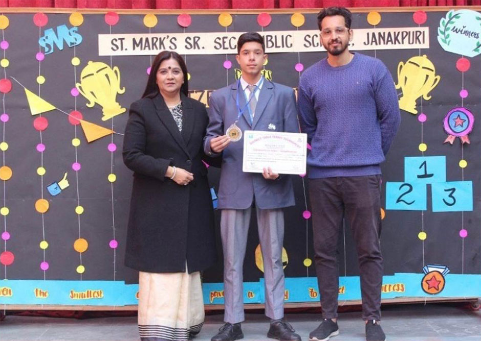 St. Marks Sr. Sec. Public School, Janakpuri - Pawan Solanki of IX-E has been shortlisted to play at the State Table Tennis Championship : Click to Enlarge
