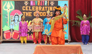 St. Marks Sr. Sec. Public School, Janakpuri - Students of Class ll captured the essence of Navratri by beautifully depicting the story of Ramayana, and the fierce battle between Goddess Durga and Demon Mahishasur : Click to Enlarge
