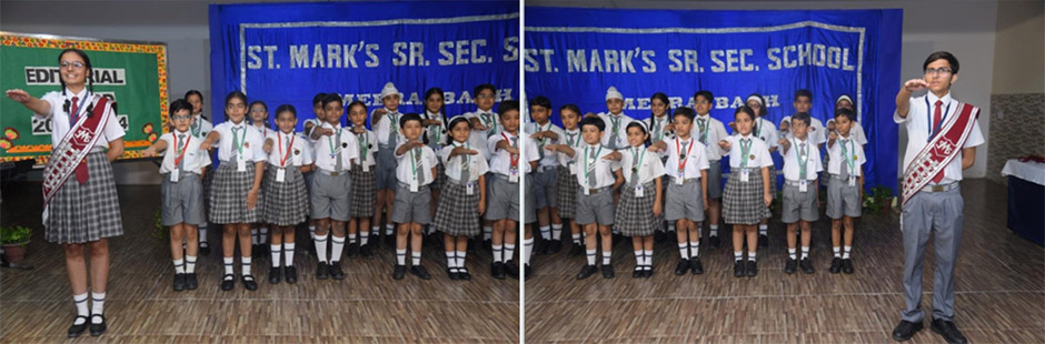 St. Mark’s Meera Bagh - Investiture Ceremony: Junior Student Council 2023 takes the official Oath : Click to Enlarge