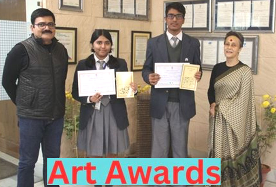 St. Mark's Meera Bagh - Ananaya Punia 9-E and Ishita Gupta 11-G win Pariksha pe Charcha On The Spot Painting Competition : Click to Enlarge
