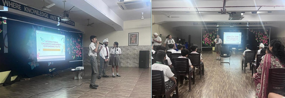 St. Mark's Meera Bagh - The introductory session of the International Childrens Parliament 2023 commences : Click to Enlarge