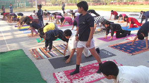 St. Mark's students in Yogathon : Click to Enlarge