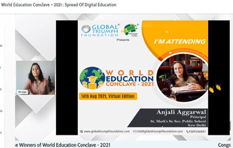 St. Mark's School, Meera Bagh - Our Principal, Ms. A. Aggarwal has been honoured with the Best Principal Award at the World Education Conclave : Click to Enlarge