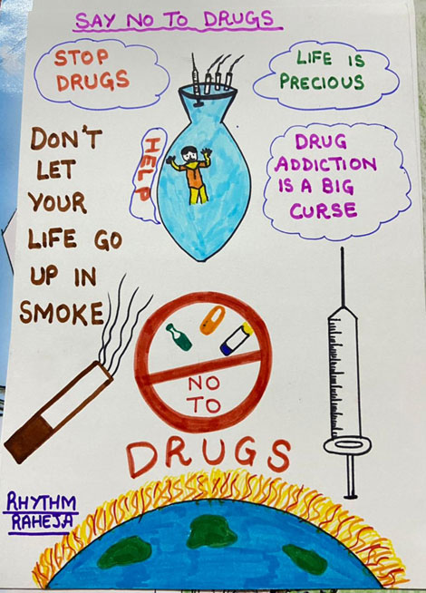 St. Mark's School, Meera Bagh - Activities held to observe International Day against Drug Abuse and Illicit Trafficking - Rhythm Raheja (10-B) : Click to Enlarge
