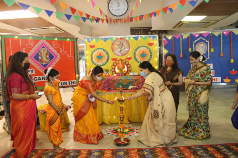 St. Mark's School, Meera Bagh - Ganesh Chaturthi was celebrated online with fervour and enthusiasm : Click to Enlarge