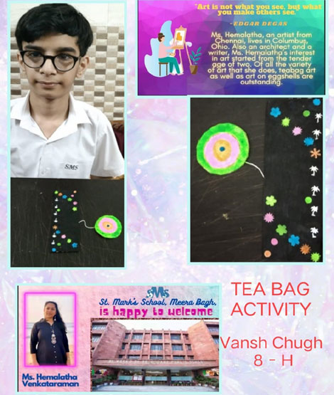 St. Mark's School, Meera Bagh - Tea Bag Art with Ms. Hemalatha Venkataraman from the USA : Click to Enlarge