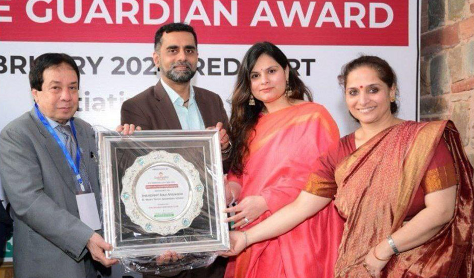 St.Marks Sr Sec Public School Janak Puri - Our Principal Ms. Inderpreet Kaur Ahluwalia has been honoured with the prestigious Heritage Guardian Award for her outstanding contribution in the preservation and promotion of India's rich culture and heritage : Click to Enlarge