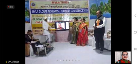 SMS Girls School - Principal Ms. Sheena receives Lifetime Achievement Golden Peacock Award : Click to Enlarge
