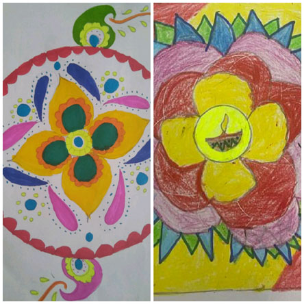 St. Mark's World School, Meera Bagh - Rangoli Activity on Diwali by Class 5 : Click to Enlarge