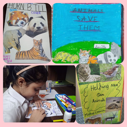 SMS Girls School, Meera Bagh - Animal safety and protection Month by Club Aashrey by Class 5 students : Click to Enlarge