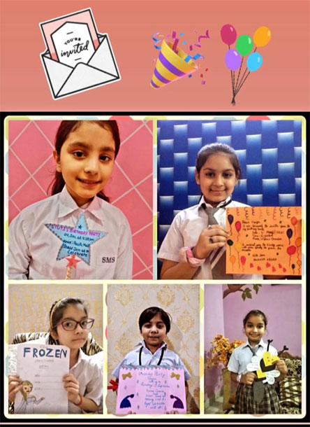 St. Mark's Girls School, Meera Bagh - Invitation Card Design activity for Class 4 : Click to Enlarge