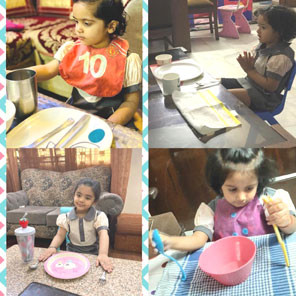 St. Mark's Girls School, Meera Bagh - Table Manners Activity for Class Seedling : Click to Enlarge