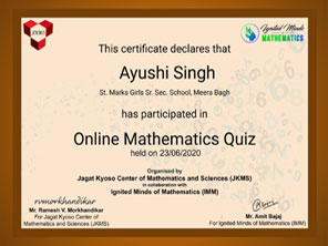 St. Mark's Girls School, Meera Bagh - Online Mathematics Quiz : Click to Enlarge