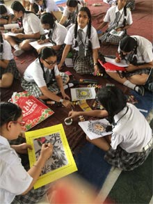 St. Mark's Girls School, Meera Bagh - Workshop on Madhubani Painting : Click to Enlarge
