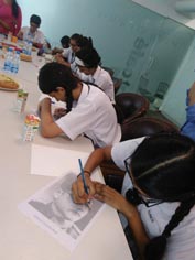 St. Mark's Girls School, Meera Bagh - Portrait Making Workshop : Click to Enlarge
