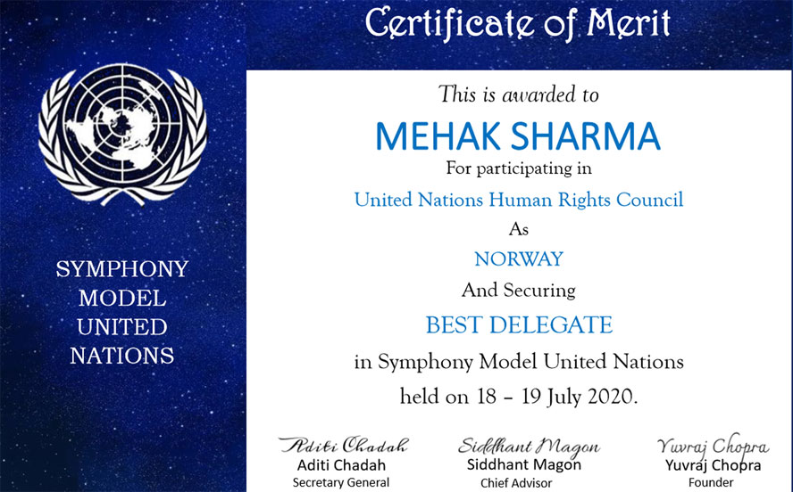 St. Mark's Girls School, Meera Bagh - Symphony Model United Nations : Click to Enlarge